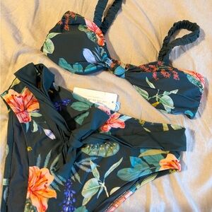 Cupshe Floral Bikini Set - Black and Multicolor